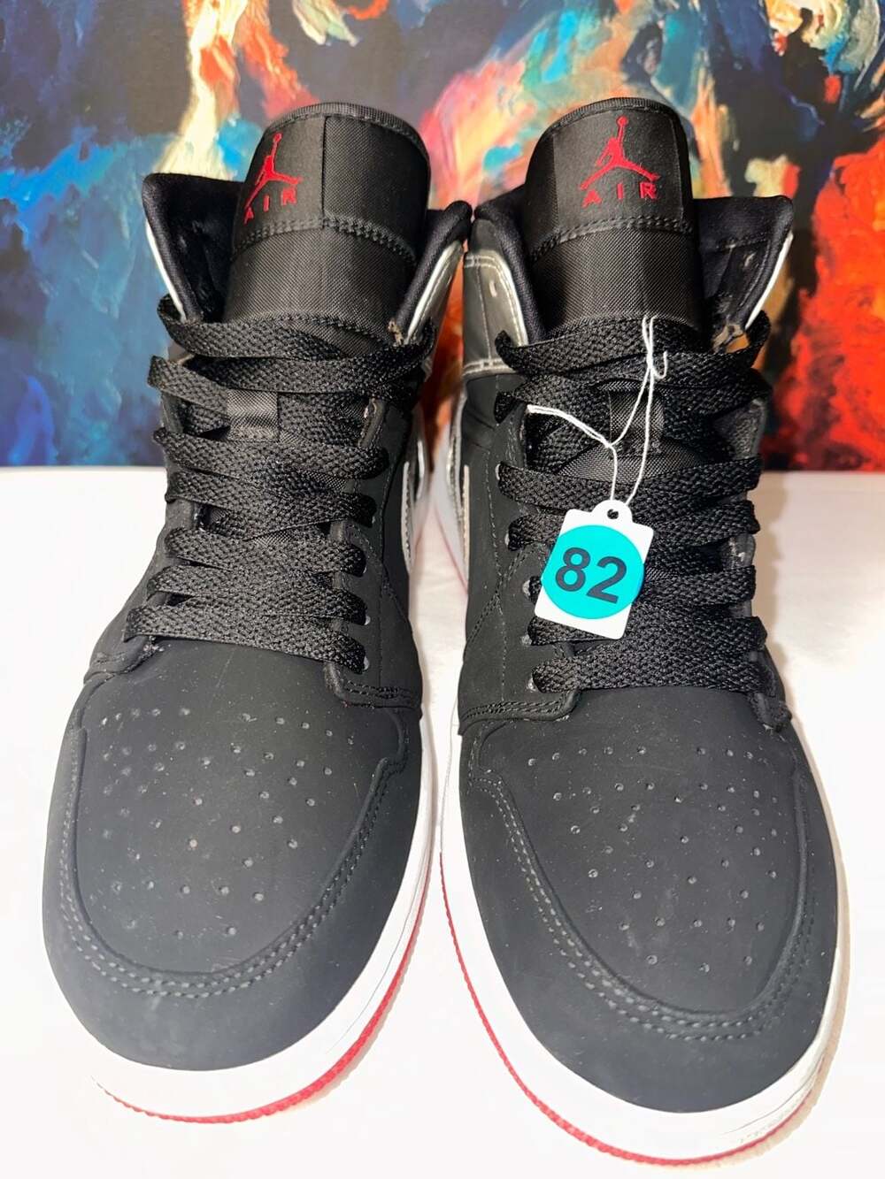 No.82 Nike Air Jordan 1 Mid Johnny Kilroy Black/Metallic Silver-Gym Red Sneakers
